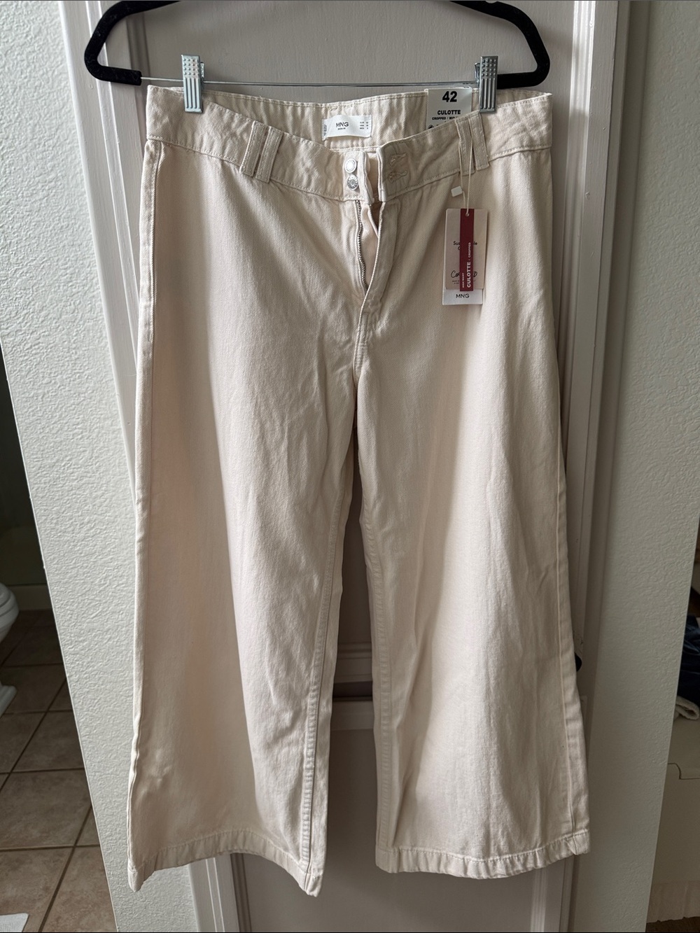 Mango Men's Wide-Leg Chinos in Light Beige